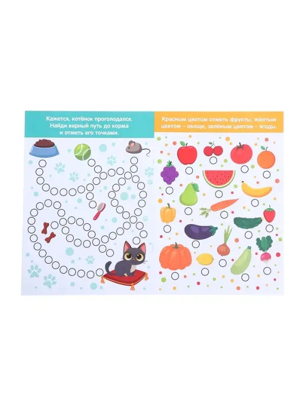 Раскраски набор &laquo;Рисуем точками&raquo;, 6 точка - маркеров, 8 раскрасок