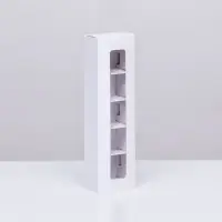 Коробка под 5 конфет с обечайкой, с окном, с тонкими разделителями, белый 21&times;5&times;3.3 см