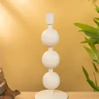 Подсвечник на 1 свечу текстурный "Фисташковый" с 3 сферами 10х10х25 см