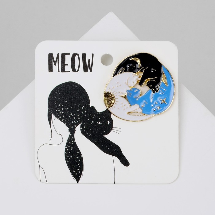 Значок &laquo;Небесные коты&raquo;, цветной в золоте