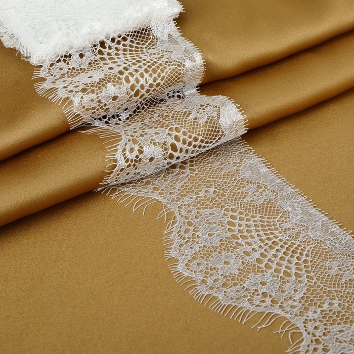 Кружево реснички, 90 мм &times; 9 &plusmn; 0,5 м, в бобине 3 шт по 3 м, цвет айвори