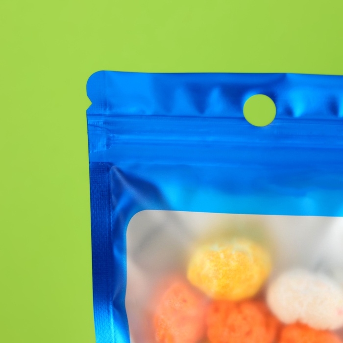 Пакет Зип-лок с окном, с еврослотом, синий, 7,5 х 13 см набор 20шт  10460413