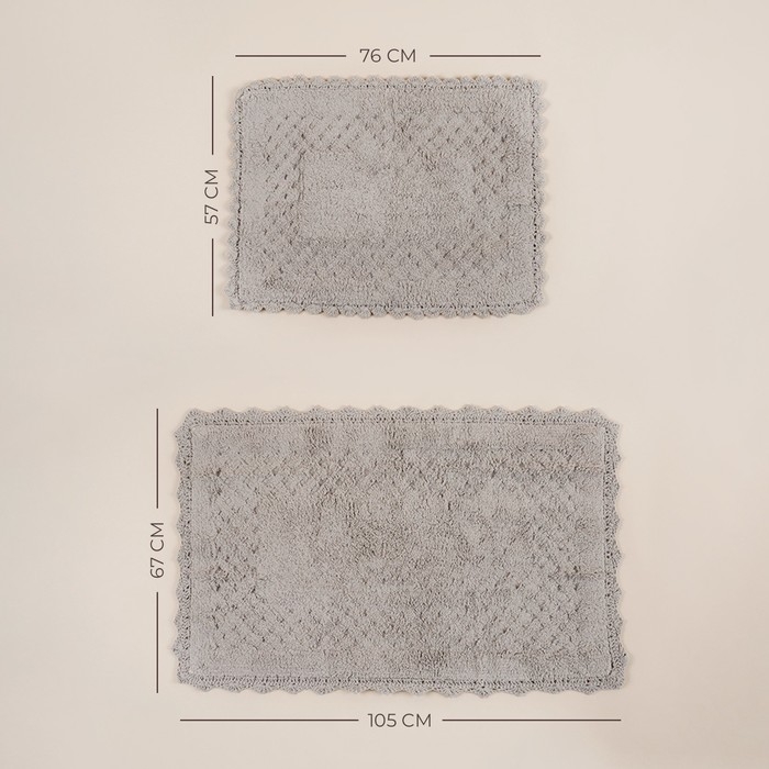 Коврики для ванной SL Home, 2 шт: 50&times;70 см, 60&times;100 см, цвет серый