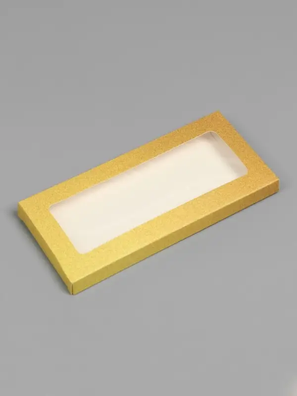 Подарочная коробка под плитку шоколада, с окном, золотая, 17&times;8&times;1.4 см