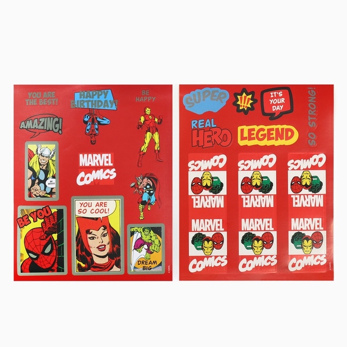 Набор крафтовых пакетов со стикерами, Мстители, 18х22х12 см