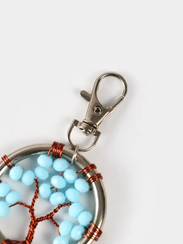 Брелок ловец снов "Древо жизни" 19 см, цв. бирюзовый