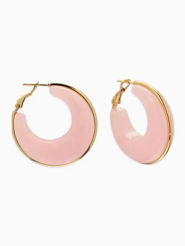 Серьги-кольца акрил "Тренд", цвет розовый в золоте