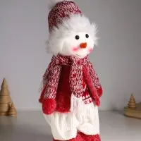 Кукла интерьерная "Снеговичок в бело-красном наряде" раздвижная 44-65 см 22х14х44 см