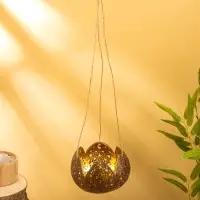 Подсвечник подвесной из кокоса &laquo;Бутон&raquo;, 14&times;14&times;10 см, коричнево-золотой