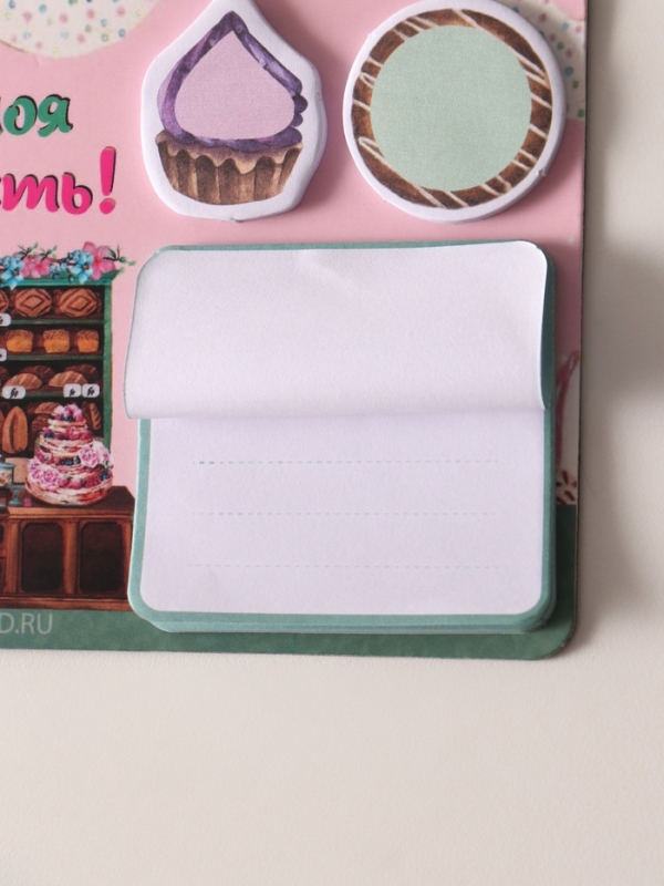 Магнит с блоком для записей и стикерами "Ты моя сладость!" 10х12 см