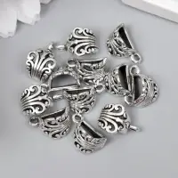 Бейл (держатель д/кулона) металл д/творчества "Пышный цвет" серебро G145B578 1,7х1,2 см