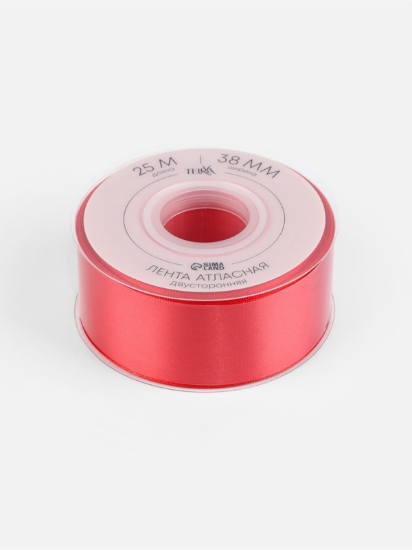 Лента атласная двухсторонняя №0250 38мм*25&plusmn;1м алый TR