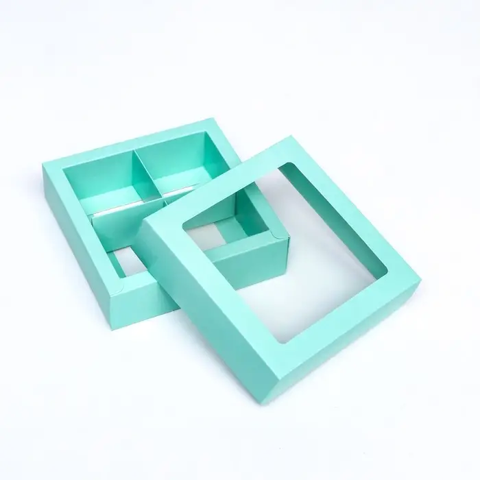 Коробка для 4 конфеты, мятный, 12.5&times;12.5&times;3.5 см