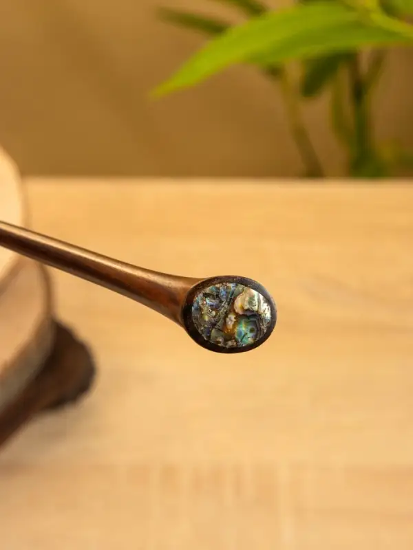 Заколка для волос, дерево Соно, ракушка, 20 см, цв. чёрный