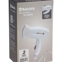 Фен Sakura SA-4049W, 1200 Вт, 2 температурных режима, 2 скорости, белый