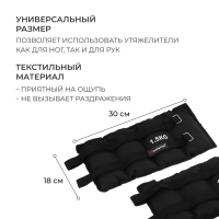 Утяжелители ONLYTOP, 2 шт. х 1,5 кг, цвет чёрный