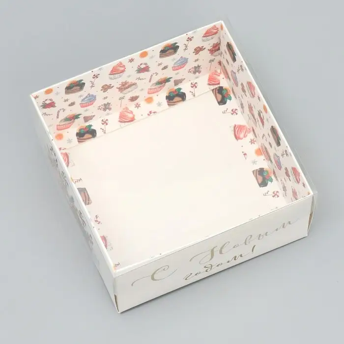 Коробка для кондитерских изделий с пластиковой крышкой &laquo;С Новым годом&raquo;, 12 х 6 х 11.5 см