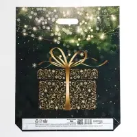 Пакет "Золотой подарок", полиэтиленовый с вырубной ручкой, 47,5 х 39 см.