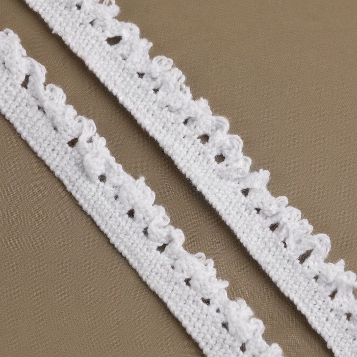 Тесьма вязаная эластичная, 10 мм &times; 9,1 м &plusmn; 0,5 м, цвет белый