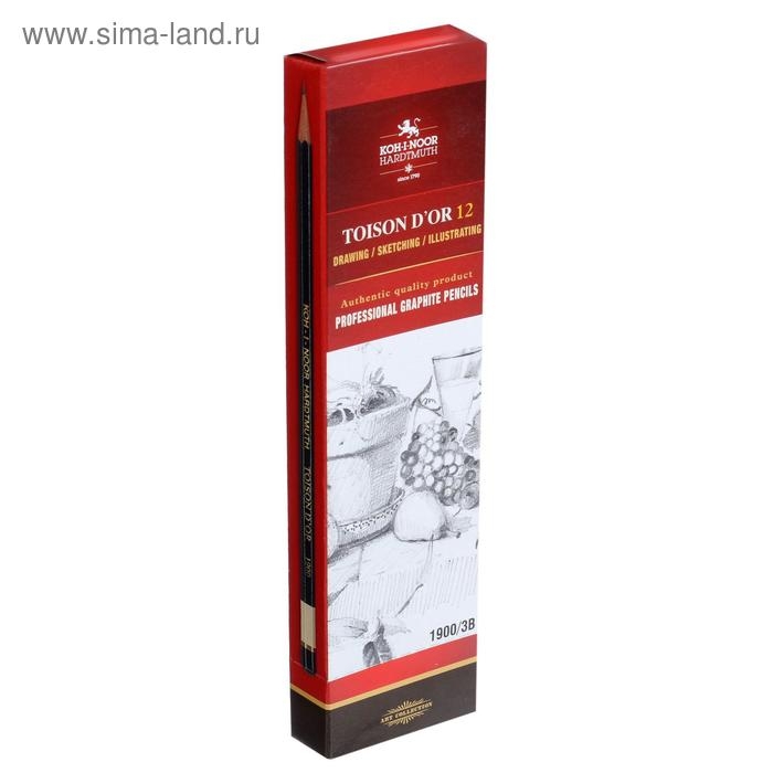 Карандаш профессиональный чернографитный 2.5 мм, Koh-I-Noor 1900 3В, L=175 мм