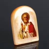 Икона Николай Угодник, 6х5 см, селенит