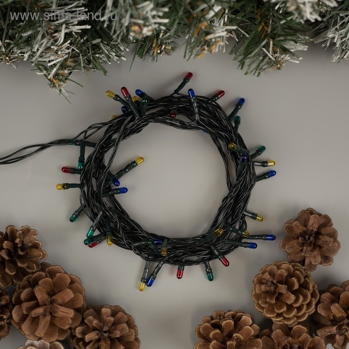 Гирлянда &laquo;Нить&raquo; 3.5 м, IP20, тёмная нить, 50 ламп, свечение мульти, 8 режимов, 220 В