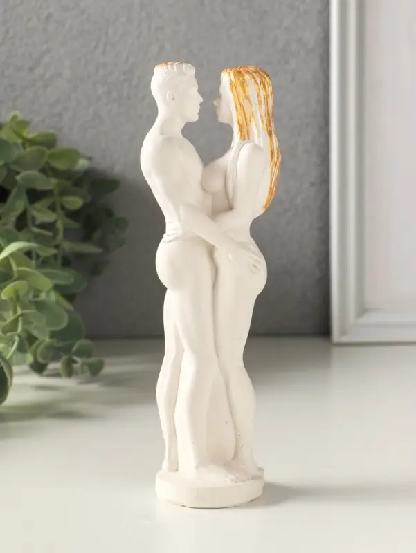 Фигурка гипс &laquo;Парочка&raquo;, 16&times;5 см, белый с позолотой