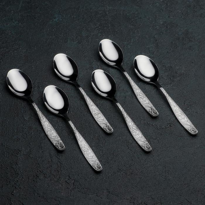 Ложка чайная &laquo;Уралочка&raquo;, длина 14 см, толщина 2 мм, цвет серебряный