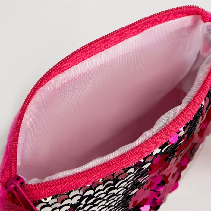 Сумка детская для девочки с пайетками "Самая милая", на молнии, цвет розовый, 17,5х0,5х14,5 см