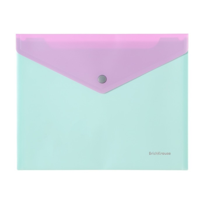 Папка-конверт на кнопке А5+, 180 мкм, ErichKrause "Matt Pastel Bloom", дополнительный карман. непрозрачная, микс
