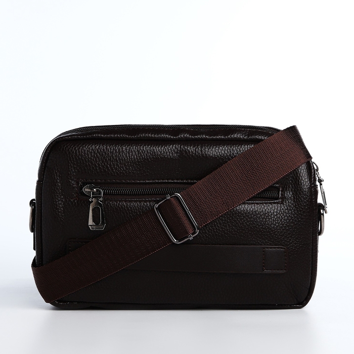 Сумка мужская через плечо, искусственная кожа, цвет коричневый