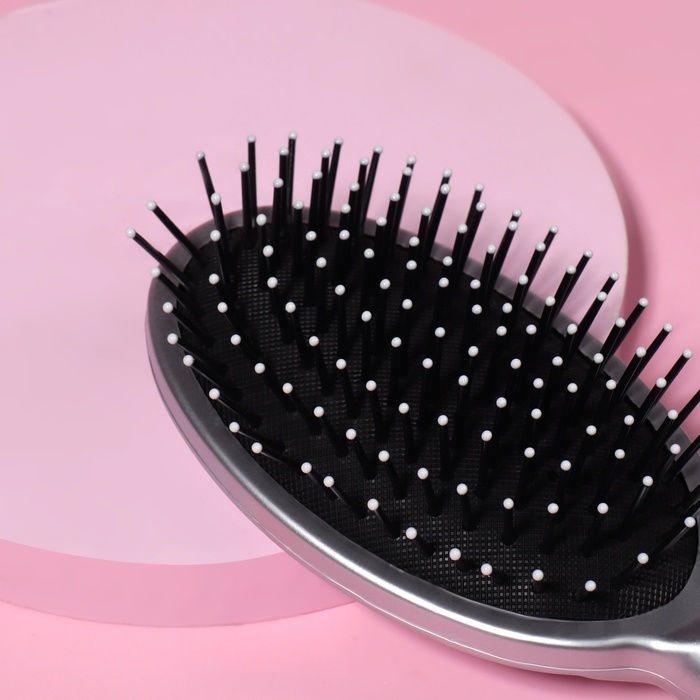 Расчёска массажная, 8 &times; 25 см, цвет серебристый