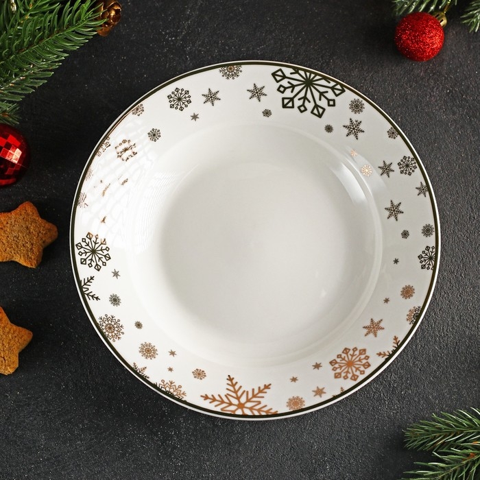 Тарелка фарфоровая глубокая Magistro &laquo;Новый Год. Снегопад&raquo;, 450 мл, d=20,8 см