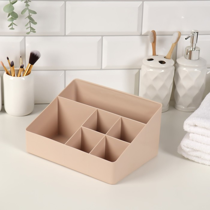 Органайзер для хранения маникюрных/косметических принадлежностей, 6 секций, 22 &times; 16,1 &times; 11 см, цвет МИКС