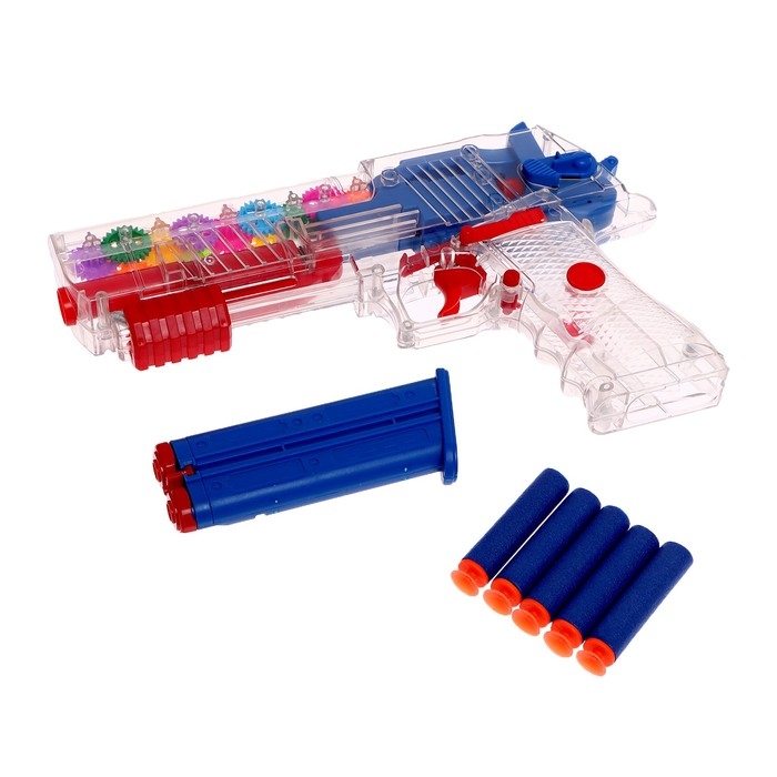 Пистолет &laquo;Техно&raquo;, с шестеренками, стреляет мягкими пулями, свет, звук