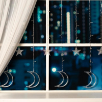 Гирлянда &laquo;Бахрома&raquo; 2.7 &times; 0.9 м с насадками &laquo;Месяц&raquo;, IP20, прозрачная нить, 138 LED, свечение мульти, 8 режимов, 220 В