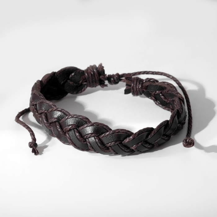 Браслет мужской &laquo;Сила&raquo; косичка, цвет коричневый, d=6,5 см
