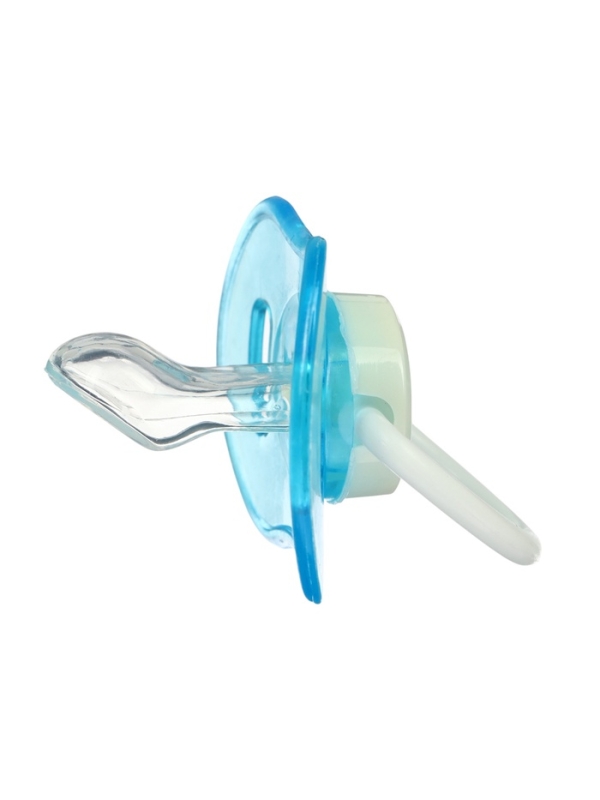 Пустышка ортодонтическая, с колпачком, от 3 мес., цвет голубой/зеленый