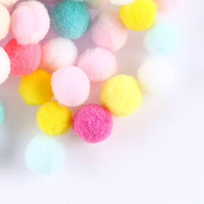 Текстильные детали для декора &laquo;Бомбошки&raquo;, набор 120 шт., размер 1 шт. &mdash; 1,2 см, цвет МИКС