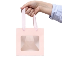 Пакет подарочный, крафт, с окном, &laquo;Розовый&raquo;, 15 х 15 х 15 см