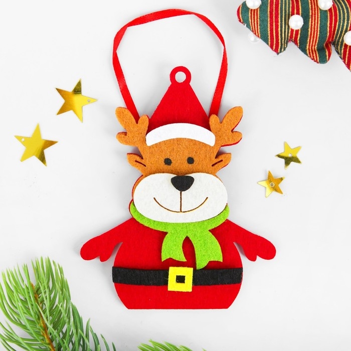 Набор для творчества - создай ёлочное украшение из фетра &laquo;Новогодний олень в шарфике&raquo;