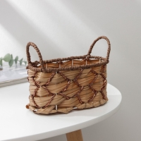 Кашпо для цветов плетёное с ручками Доляна &laquo;Овал&raquo;, 17,5&times;8&times;12,5 см, цвет светло-коричневый