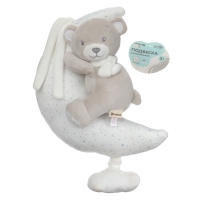 Подвеска музыкальная &laquo;Серый мишка&raquo;, заводная, с погремушкой, на кроватку, коляску, Крошка Я