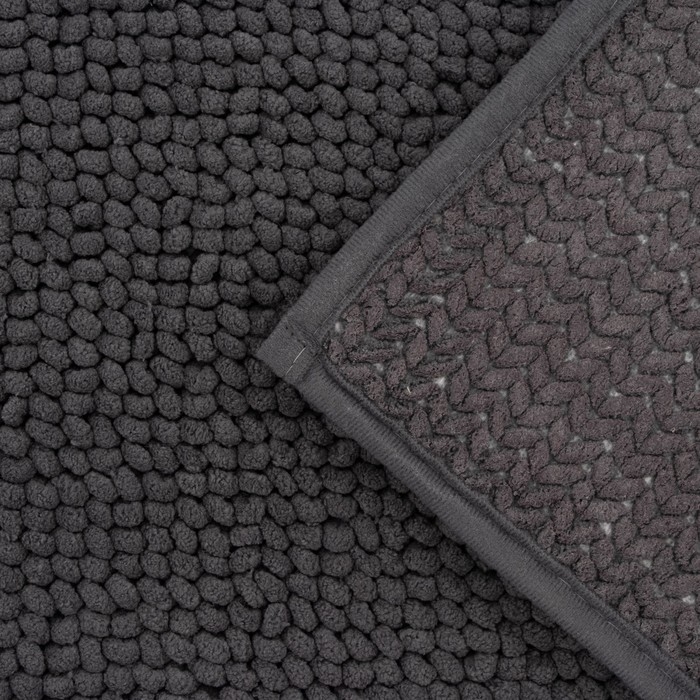 Коврик "Букли" для ванной 50х80 см, темно-серый, микрофибра плотность 1100