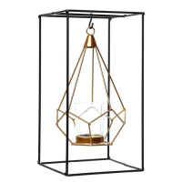 Подсвечник металл на 1 свечу "Пирамида в прямоугольнике" 26х13х13 см