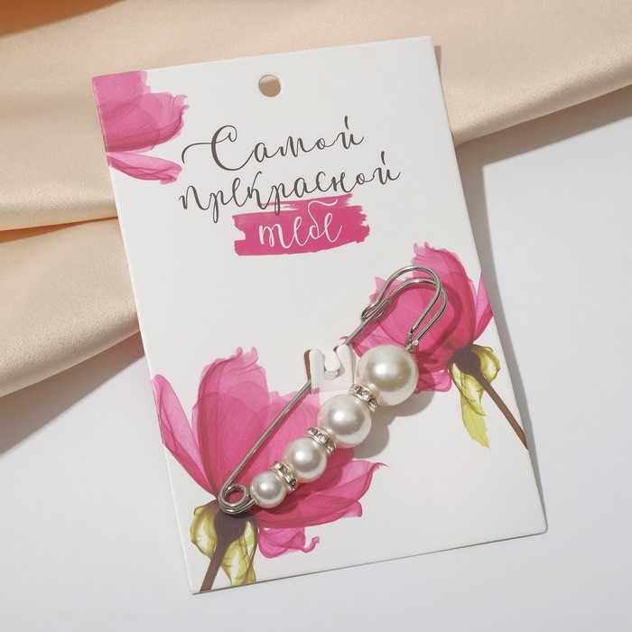 Булавка &laquo;Квартет&raquo;, 7,5 см, цвет белый в серебре