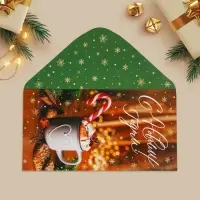 Конверт для денег &laquo;С Новым годом!&raquo;, какао, 16.5 х 8 см