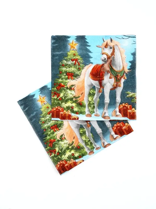 Салфетки бумажные New Line Fresco &laquo;Белая лошадь с ёлкой&raquo;, 33х33 см, 3 слоя 20 листов