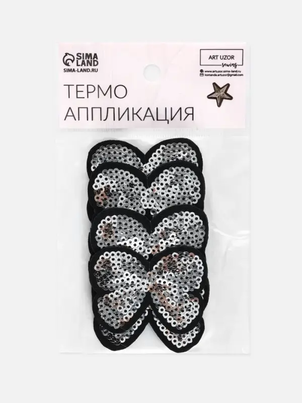 Термоаппликация &laquo;Бантик&raquo;, с пайетками, 5.2&times;4 см, цвет серебряный
