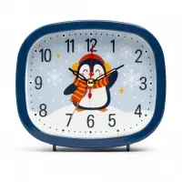 Будильник "Пингвин", плавный ход, 12,5 х 10,5 см, синий